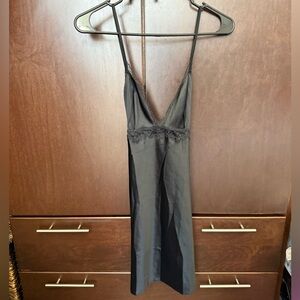 SOLD Victoria's Secret Black Satin Lace Trim Slip